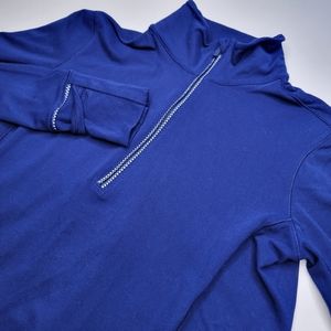 Lululemon Size 6 Dark Navy Blue Quarter Zip Women's High Neck Thumbholes Jacket